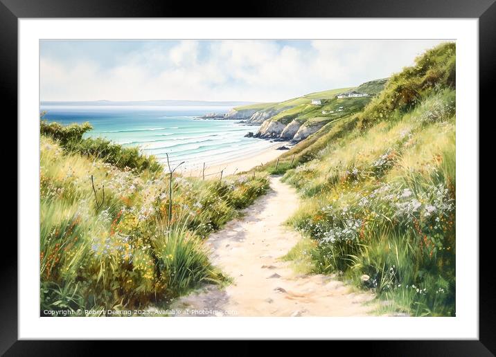 sand sea and pathway Framed Mounted Print by Robert Deering