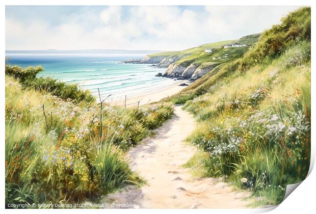 sand sea and pathway Print by Robert Deering