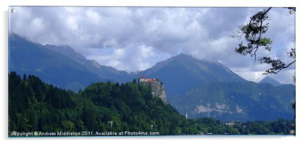 Bled Castle Acrylic by Andrew Middleton