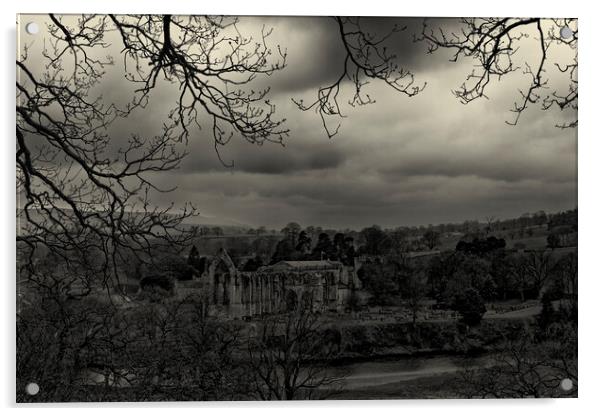 Bolton Abbey - Low Key Sepia Acrylic by Glen Allen