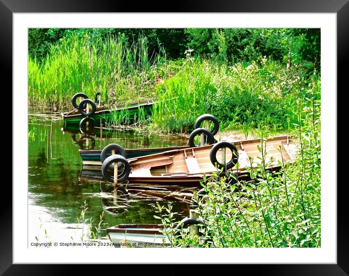 Boats in the reeds Framed Mounted Print by Stephanie Moore