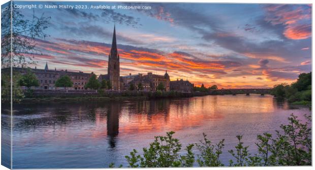 Sunset on the Tay at Perth  Canvas Print by Navin Mistry