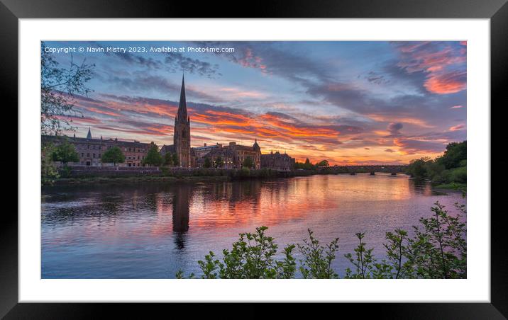 Sunset on the Tay at Perth  Framed Mounted Print by Navin Mistry