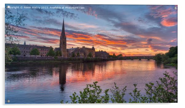 Sunset on the Tay at Perth  Acrylic by Navin Mistry