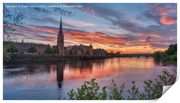 Sunset on the Tay at Perth  Print by Navin Mistry
