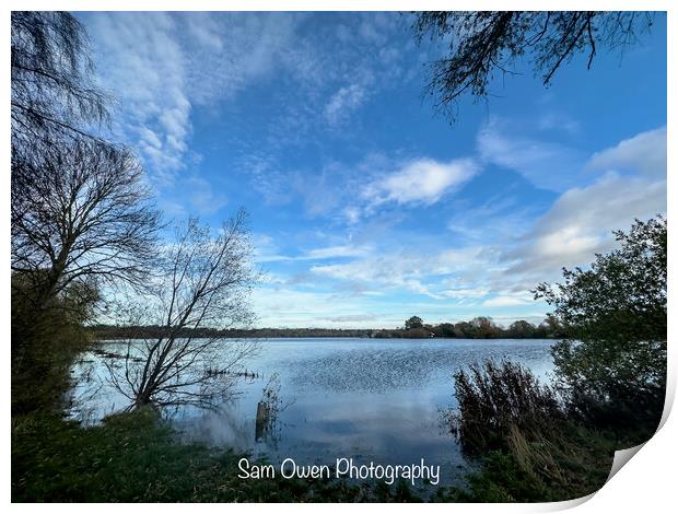 Reflections at Ferry Meadows Print by Sam Owen