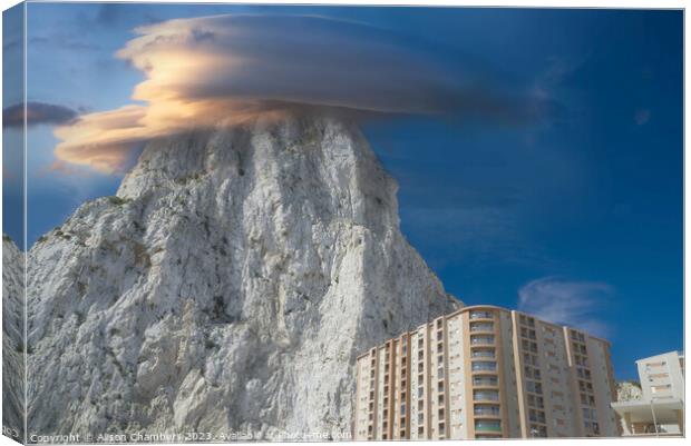 Gibraltar Cloud Canvas Print by Alison Chambers