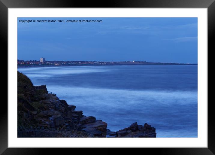 Night sea Framed Mounted Print by andrew saxton
