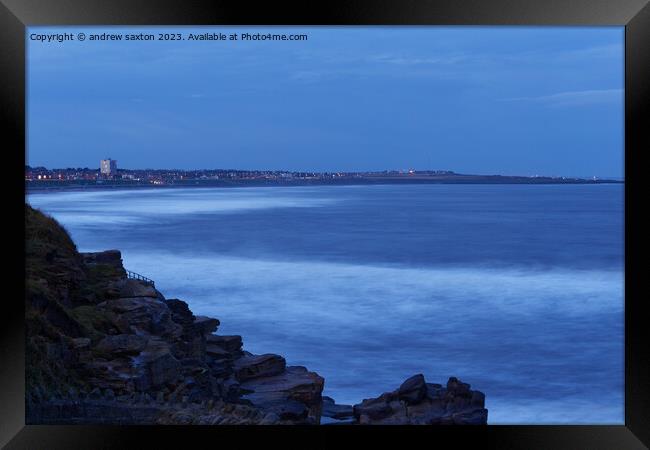 Night sea Framed Print by andrew saxton