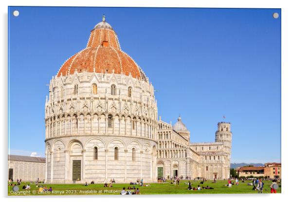 Battistero, Duomo and the Leaning Tower - Pisa Acrylic by Laszlo Konya