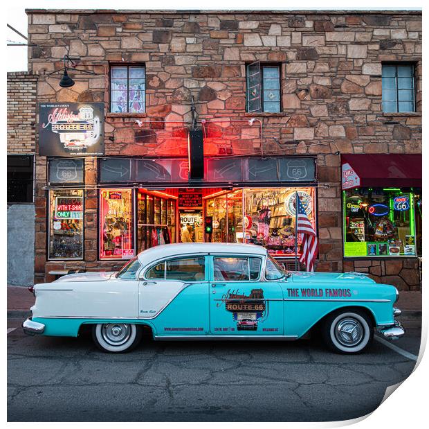 World famous route 66 Car Print by robert walkley