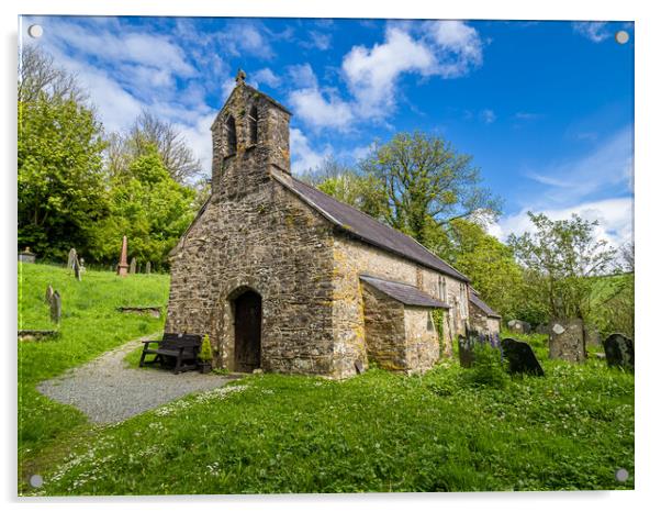 St Meilyr's Church, Llys y Fran, Pembrokeshire. Acrylic by Colin Allen