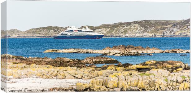 Cruise Ship moored in the Sound of Iona Canvas Print by Keith Douglas