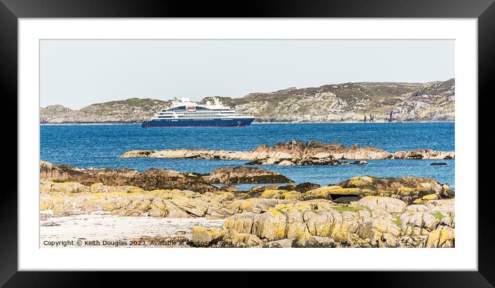 Cruise Ship moored in the Sound of Iona Framed Mounted Print by Keith Douglas