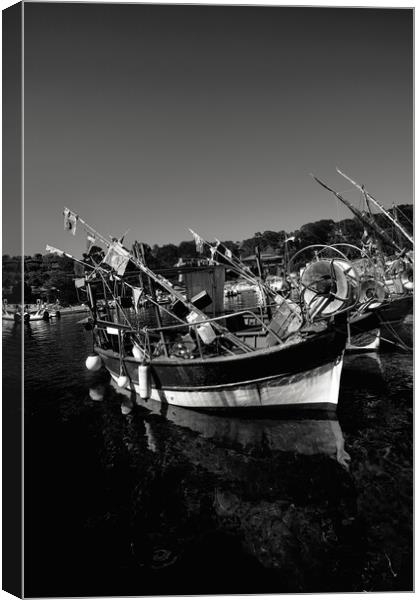 Seascape of Niel Moored Boats in black and white Canvas Print by youri Mahieu