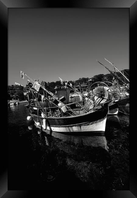 Seascape of Niel Moored Boats in black and white Framed Print by youri Mahieu