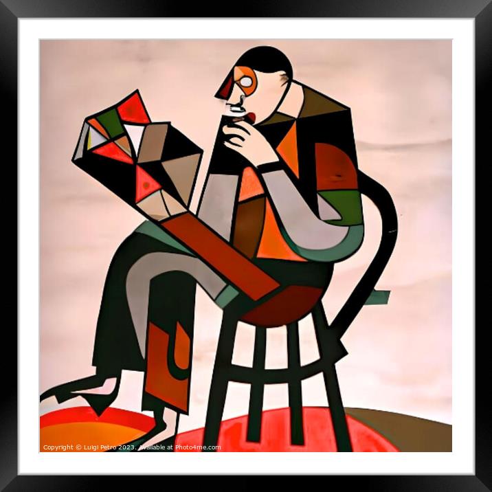 "Abstract Reading Man" Framed Mounted Print by Luigi Petro