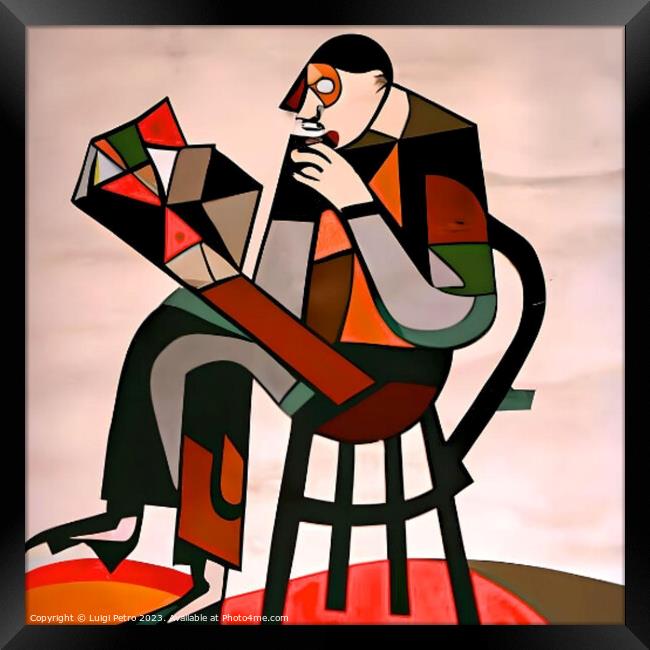 "Abstract Reading Man" Framed Print by Luigi Petro
