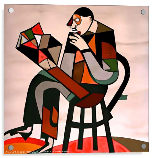 "Abstract Reading Man" Acrylic by Luigi Petro