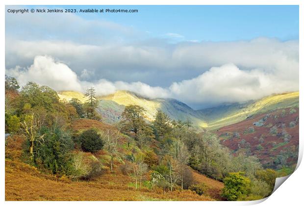 Upper Troutbeck Valley Lake District National Park Print by Nick Jenkins