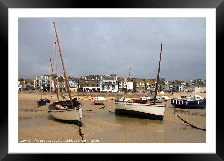St Ives Harbour Framed Mounted Print by Jon Saiss
