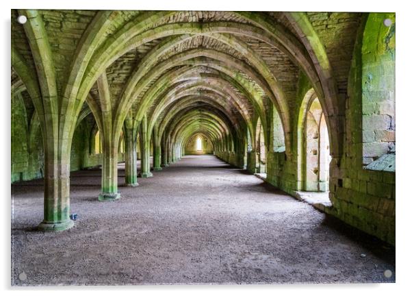 Cellarium at Fountains Abbey ruins in Yorkshire, England Acrylic by Steve Heap