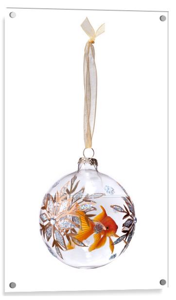 Goldfish In Christmas Bauble Acrylic by Robert Deering