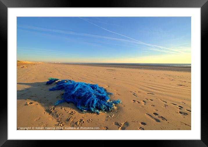 Discarded Fishing Net On Beach Framed Mounted Print by Robert Deering