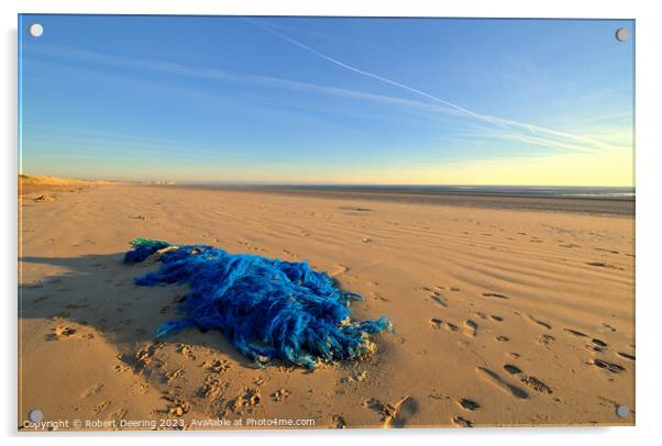 Discarded Fishing Net On Beach Acrylic by Robert Deering