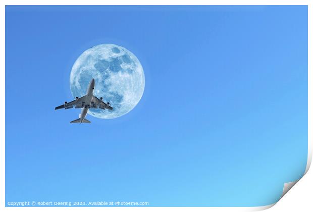 Jumbo Jet and Moon Print by Robert Deering