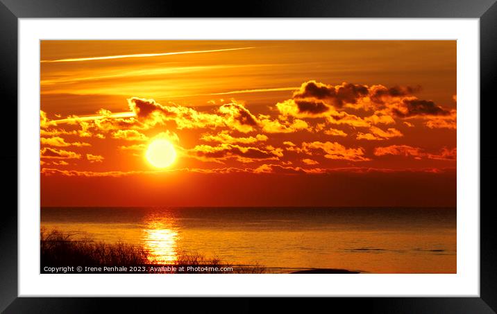 Mesmerizing Golden Sunset over Lake Erie Framed Mounted Print by Irene Penhale
