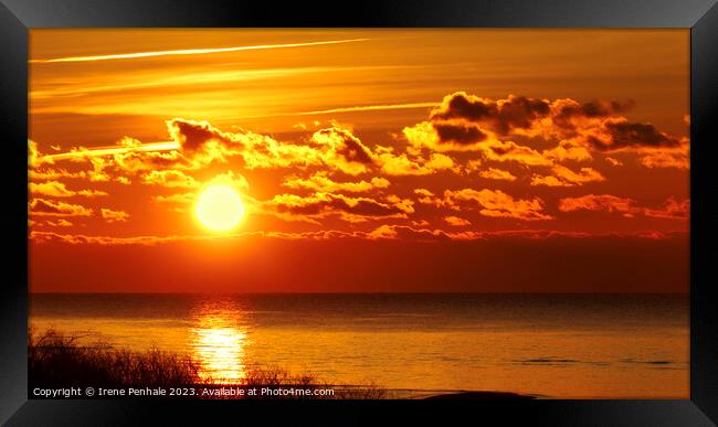 Mesmerizing Golden Sunset over Lake Erie Framed Print by Irene Penhale