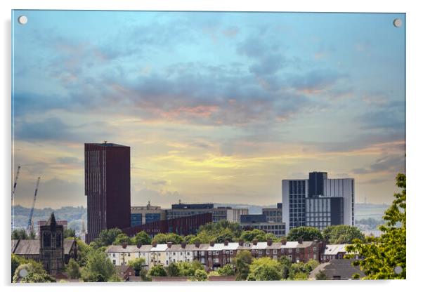 Leeds Skyline 2023 Acrylic by Glen Allen