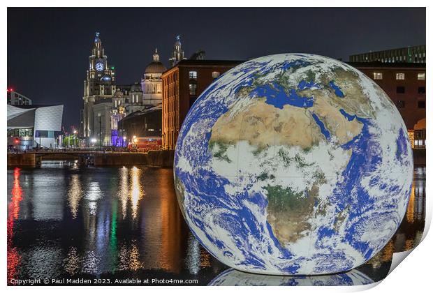 Floating globe in the Royal Albert Dock Print by Paul Madden