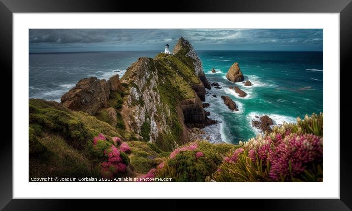 The rugged coastline of Nugget Point in Otago, whe Framed Mounted Print by Joaquin Corbalan