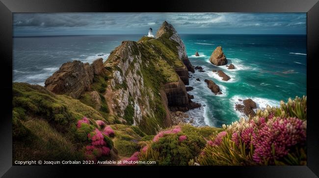 The rugged coastline of Nugget Point in Otago, whe Framed Print by Joaquin Corbalan