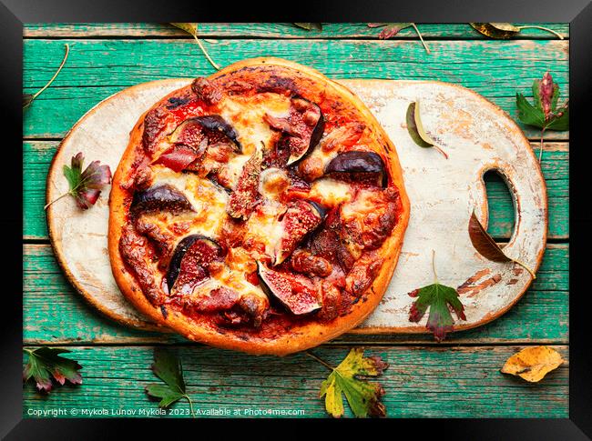 Homemade pizza with figs and prosciutto. Framed Print by Mykola Lunov Mykola