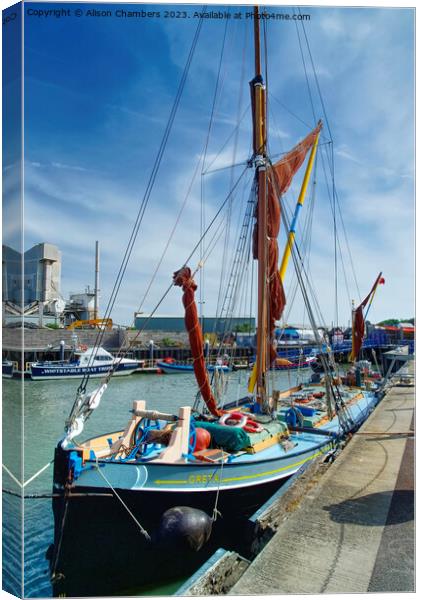 Whitstable Greta Sailing Barge  Canvas Print by Alison Chambers