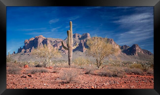 Superstition Mountains Arizona Framed Print by John Frid