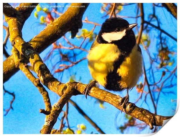 Great Tit, Parus Major in the Spring Print by Taina Sohlman