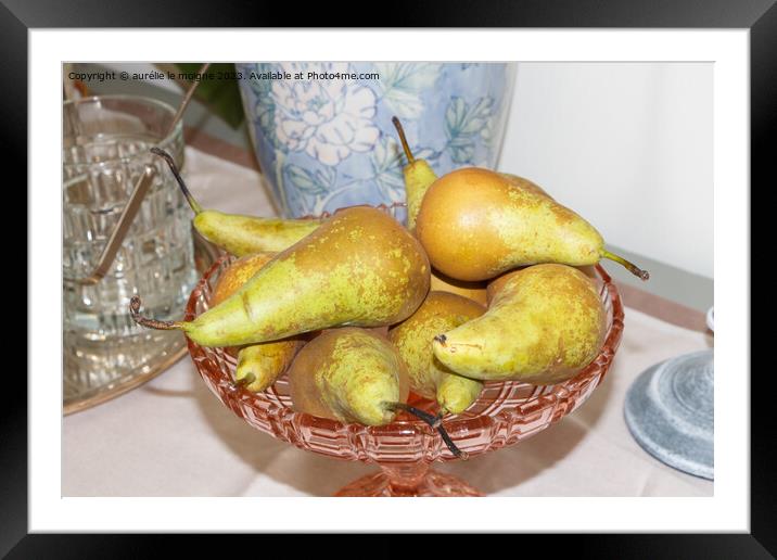 Pears conference in a dish Framed Mounted Print by aurélie le moigne