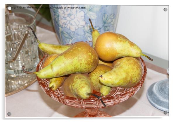Pears conference in a dish Acrylic by aurélie le moigne