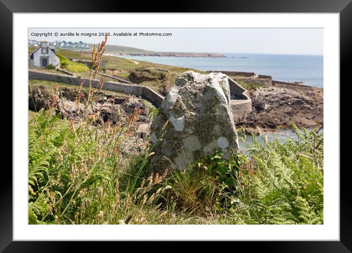 Stone on the coast in Brittany Framed Mounted Print by aurélie le moigne