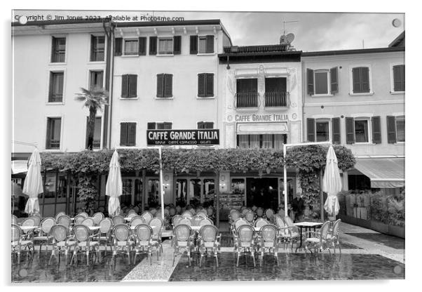 Caffe Grande Italia, Sirmione - Monochrome Acrylic by Jim Jones