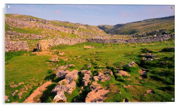 Yorkshire Dales Landscape: Top Malham Cove Acrylic by Tim Hill