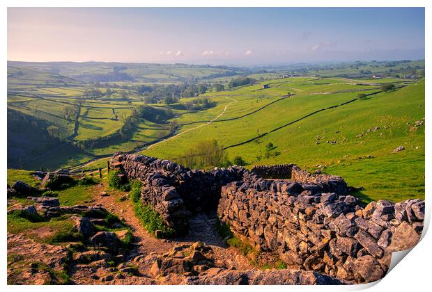 Old & New: Malham Cove Steps Print by Tim Hill