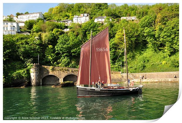 Lugger heading out to sea  Print by Rosie Spooner