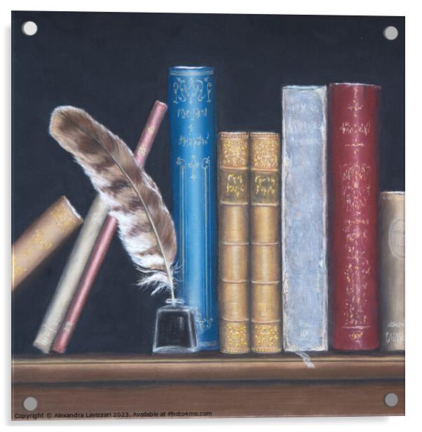 A Bookish Still Life  Acrylic by Alexandra Lavizzari