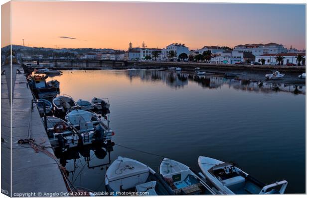 Tranquil Dusk Reflections in Tavira Canvas Print by Angelo DeVal