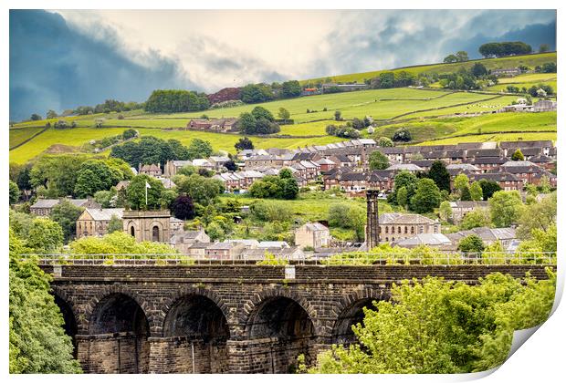 Slaithwaite From Hilltop Reservoir  Print by Glen Allen